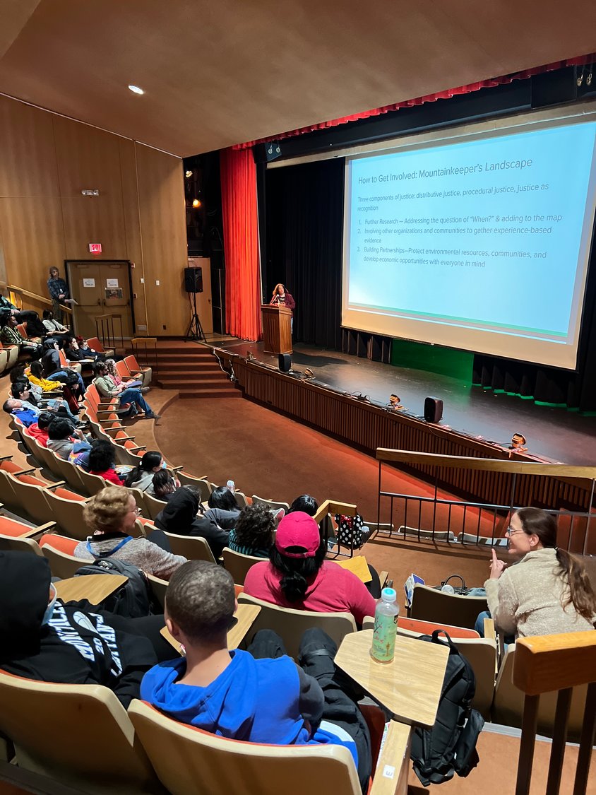 Students listened to a talk on sustainability at SUNY Sullivan's Earth Day event.